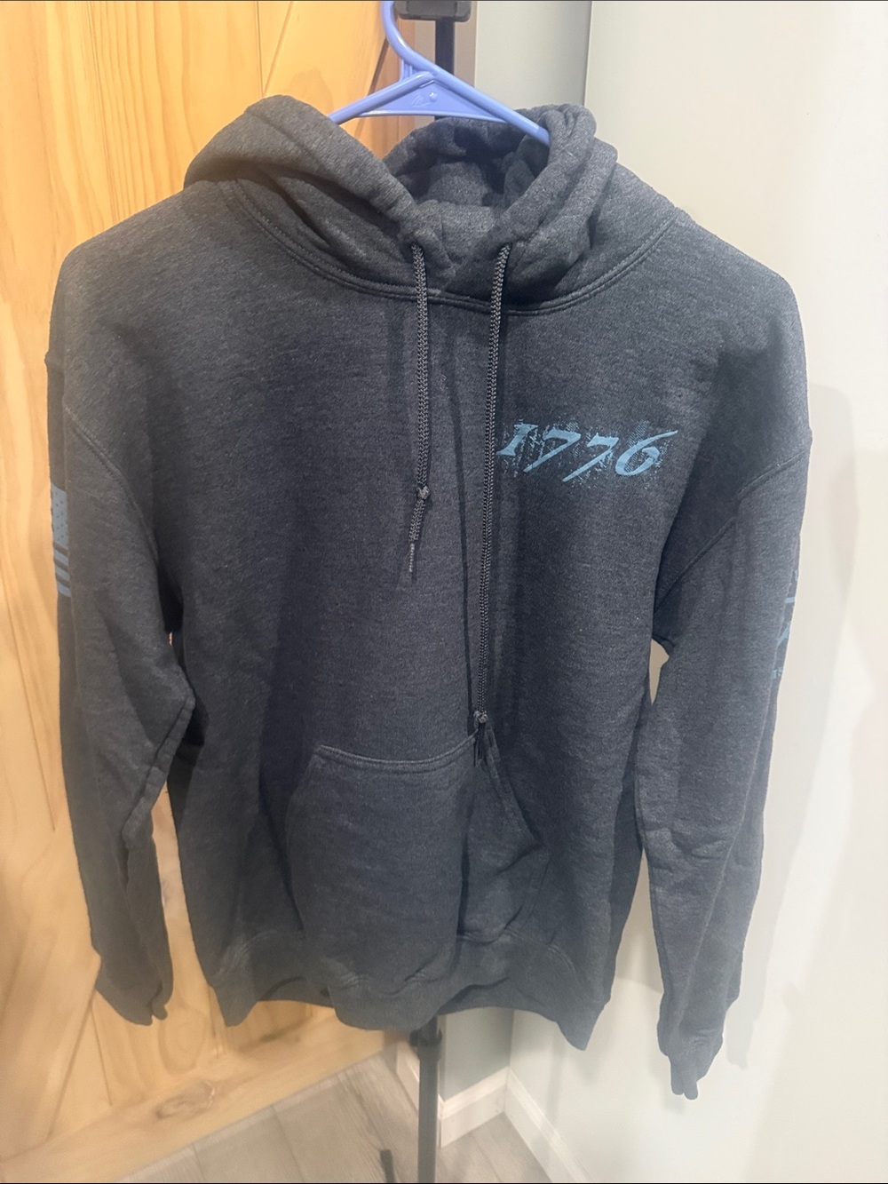Grunt Style Dark Gray Hoodie with Blue 1776 Graphic
